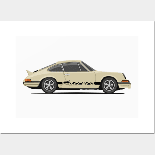 supercar 911 carrera rs turbo 1972 side cream Posters and Art